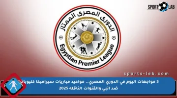 3 مواجهات اليوم في الدوري المصري.. مواعيد مباريات سيراميكا كليوباترا ضد إنبي والقنوات الناقلة 2025